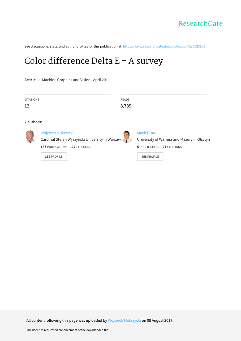 Color Difference Delta E - a Survey