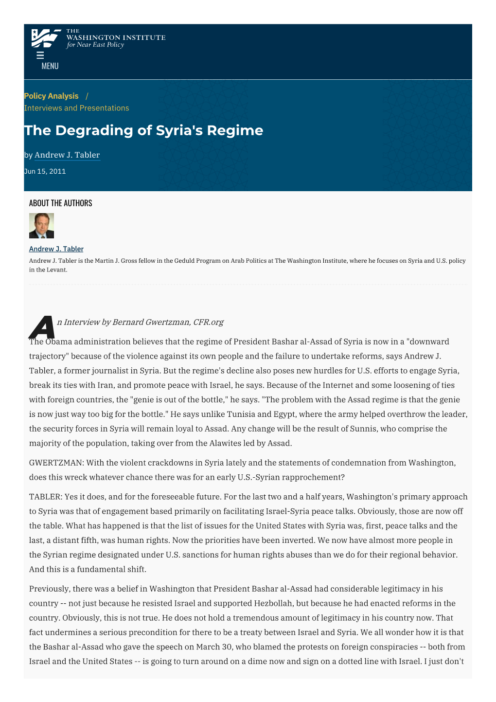 The Degrading of Syria's Regime | the Washington Institute