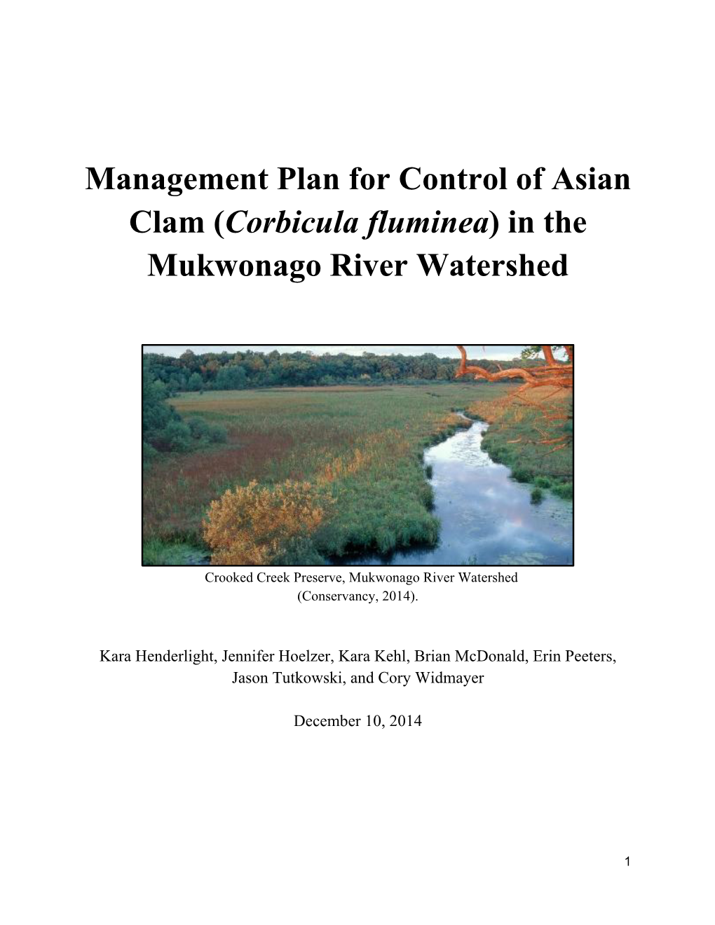 Corbicula Management Plan