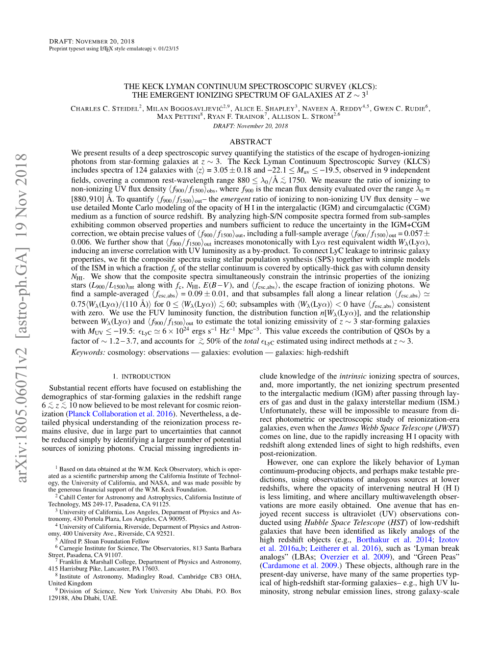 Arxiv:1805.06071V2 [Astro-Ph.GA] 19 Nov 2018