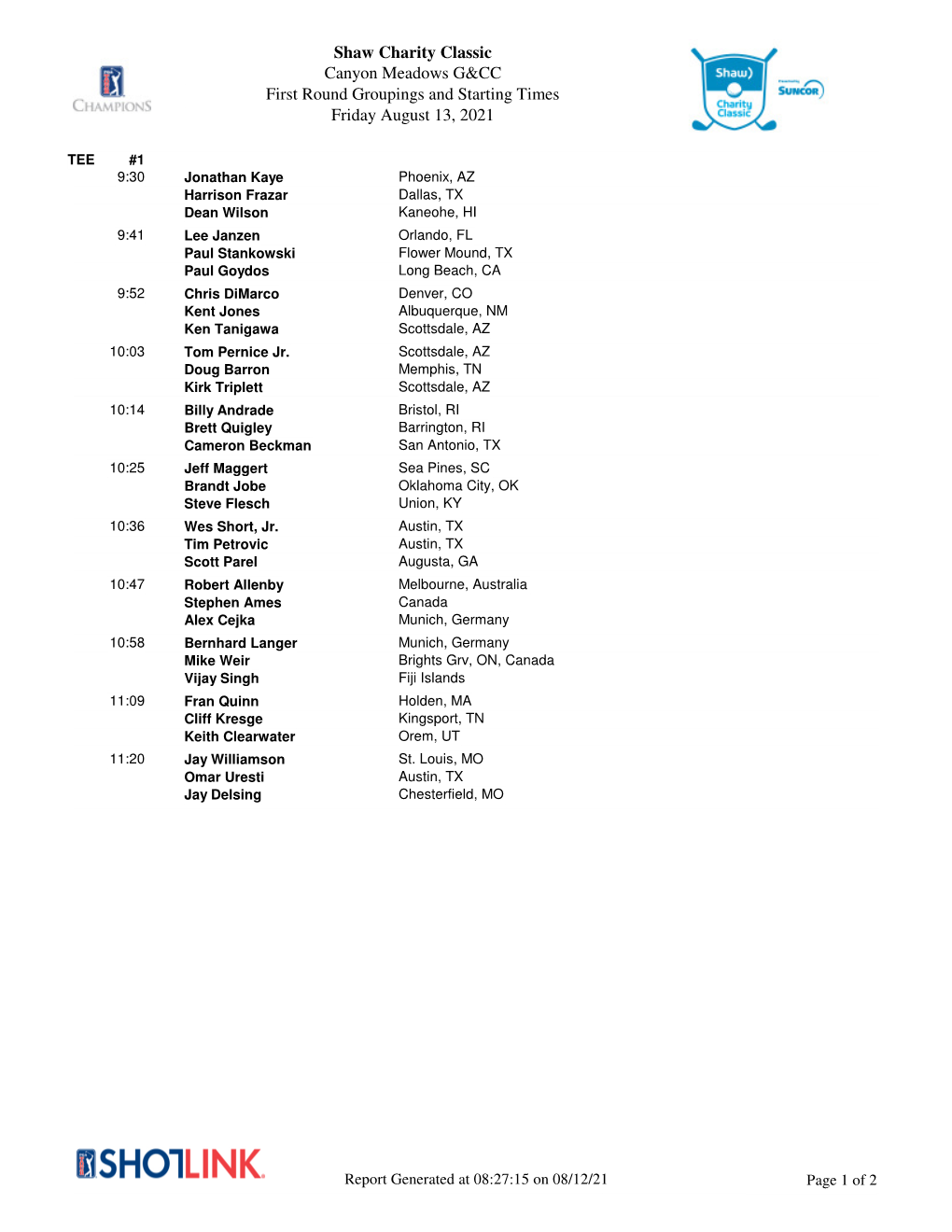 Shaw Charity Classic Canyon Meadows G&CC First Round