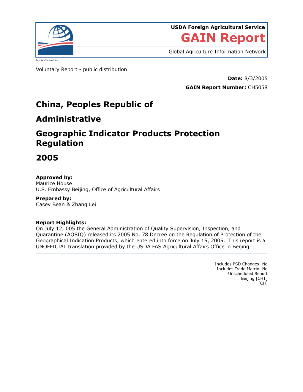 Voluntary Report - Public Distribution s36