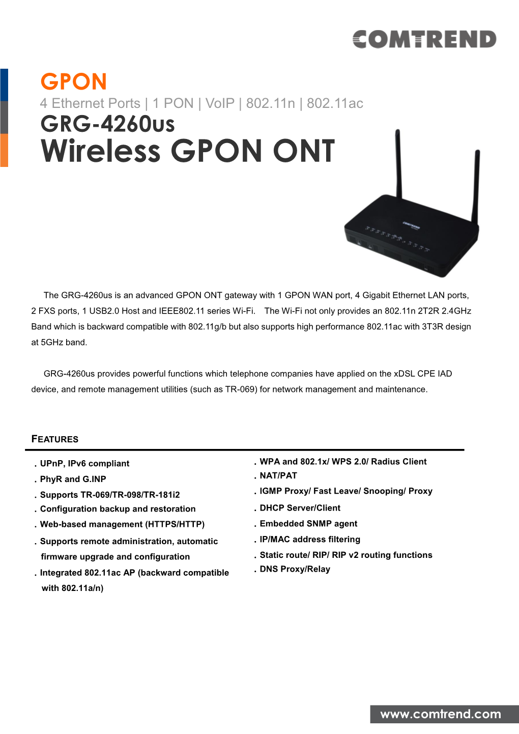 Wireless GPON ONT