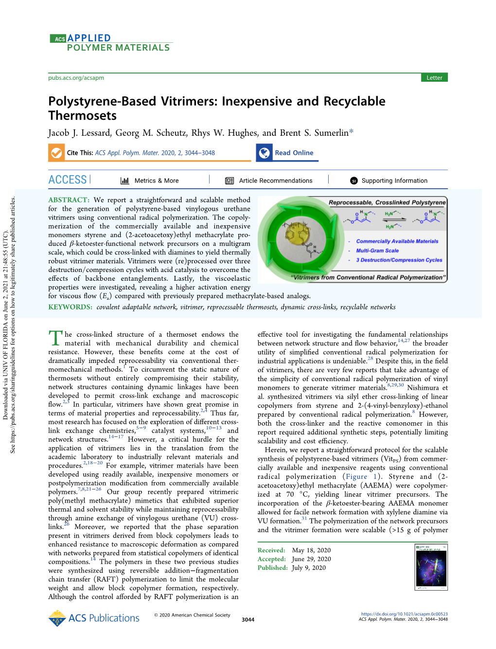 Inexpensive and Recyclable Thermosets Jacob J