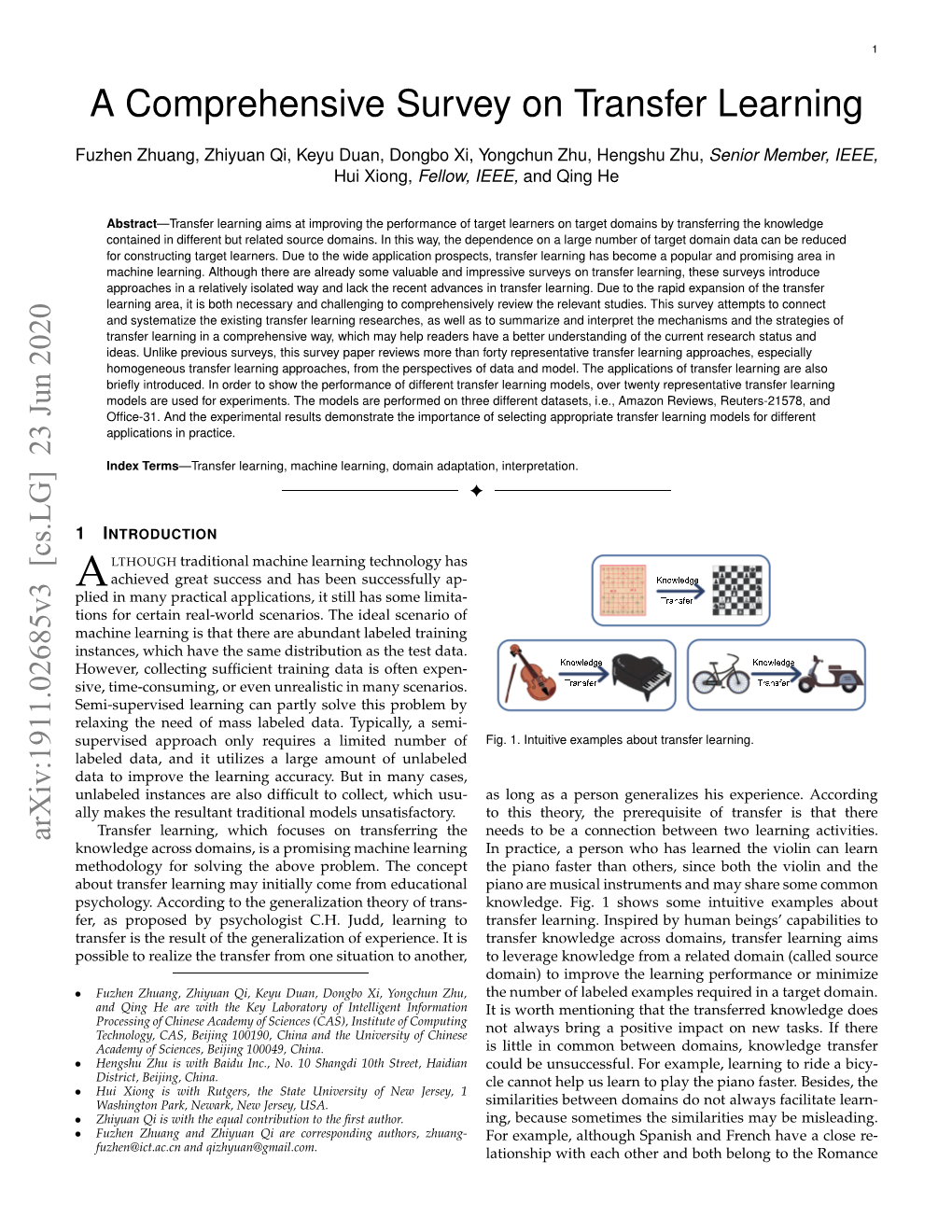 A Comprehensive Survey on Transfer Learning