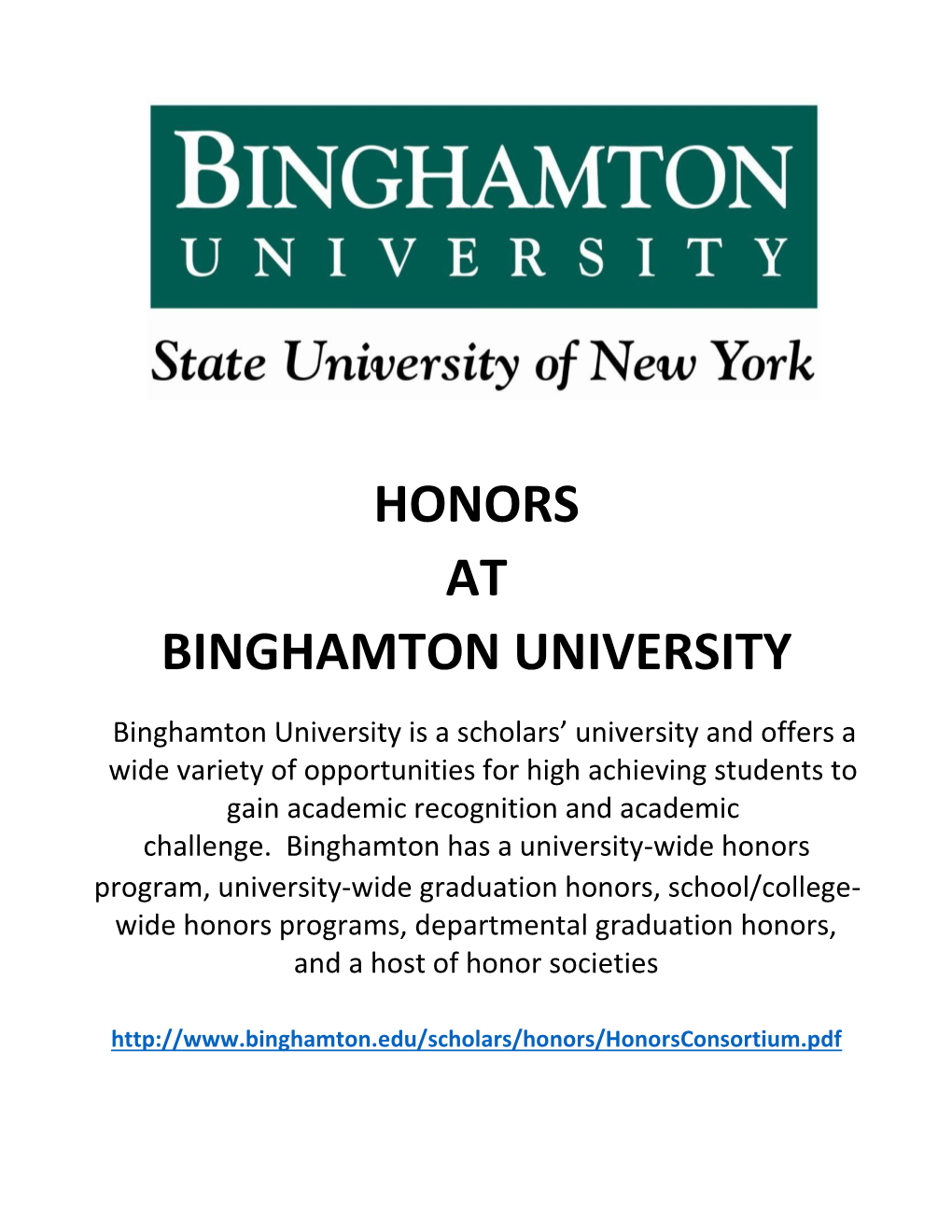 Honors at Binghamton University