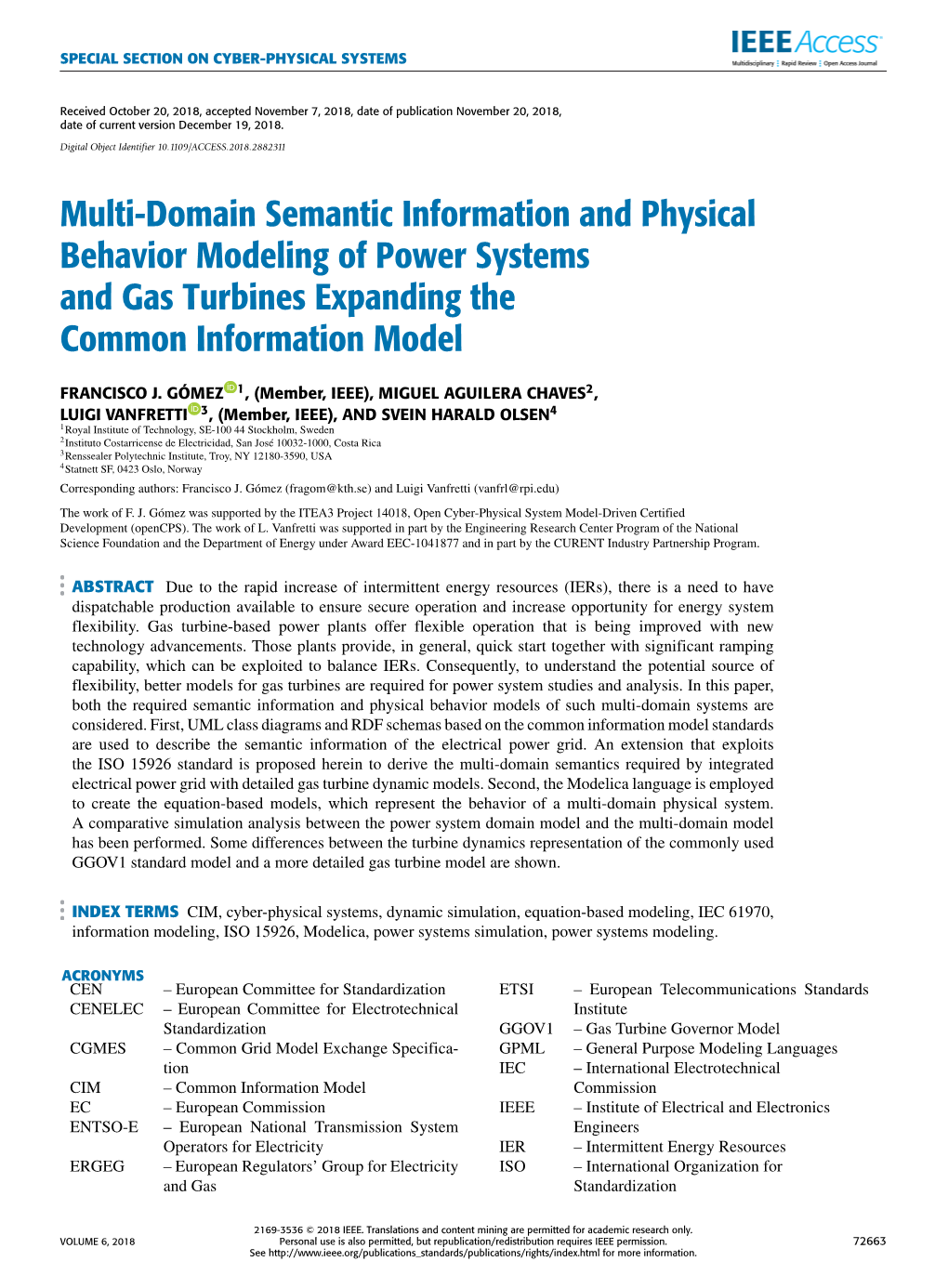Multi-Domain Semantic Information and Physical Behavior Modeling of Power Systems and Gas Turbines Expanding the Common Information Model
