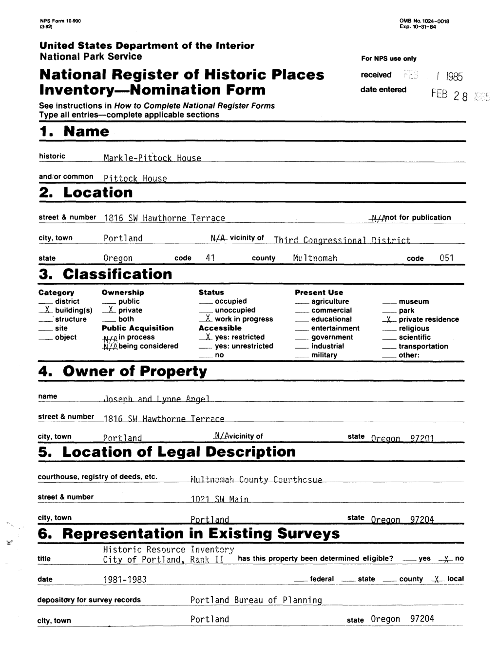 National Register of Historic Places Inventory—Nomination Form