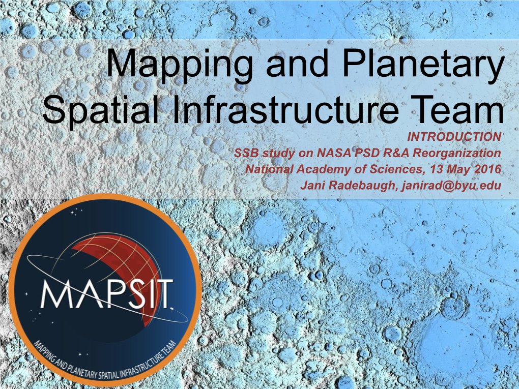 Mapping and Planetary Spatial Infrastructure Team