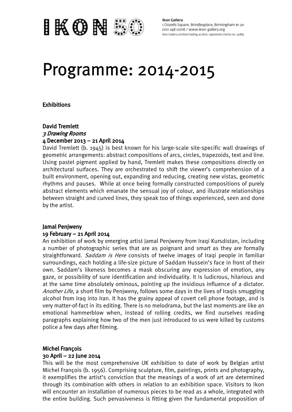 Programme: 2014-2015