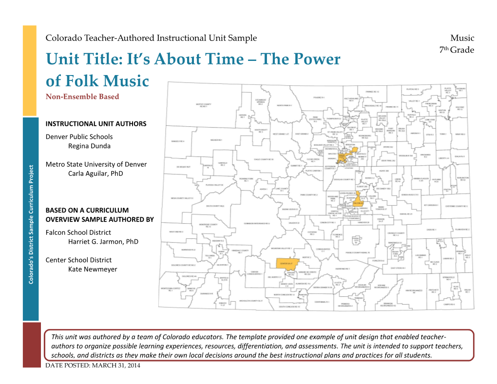 Unit Title: It's About Time – the Power of Folk Music