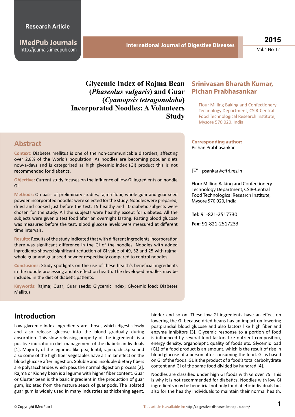 Glycemic Index of Rajma Bean (Phaseolus Vulgaris) and Guar (Cyamopsis Tetragonoloba) Incorporated Noodles: a Volunteers Study