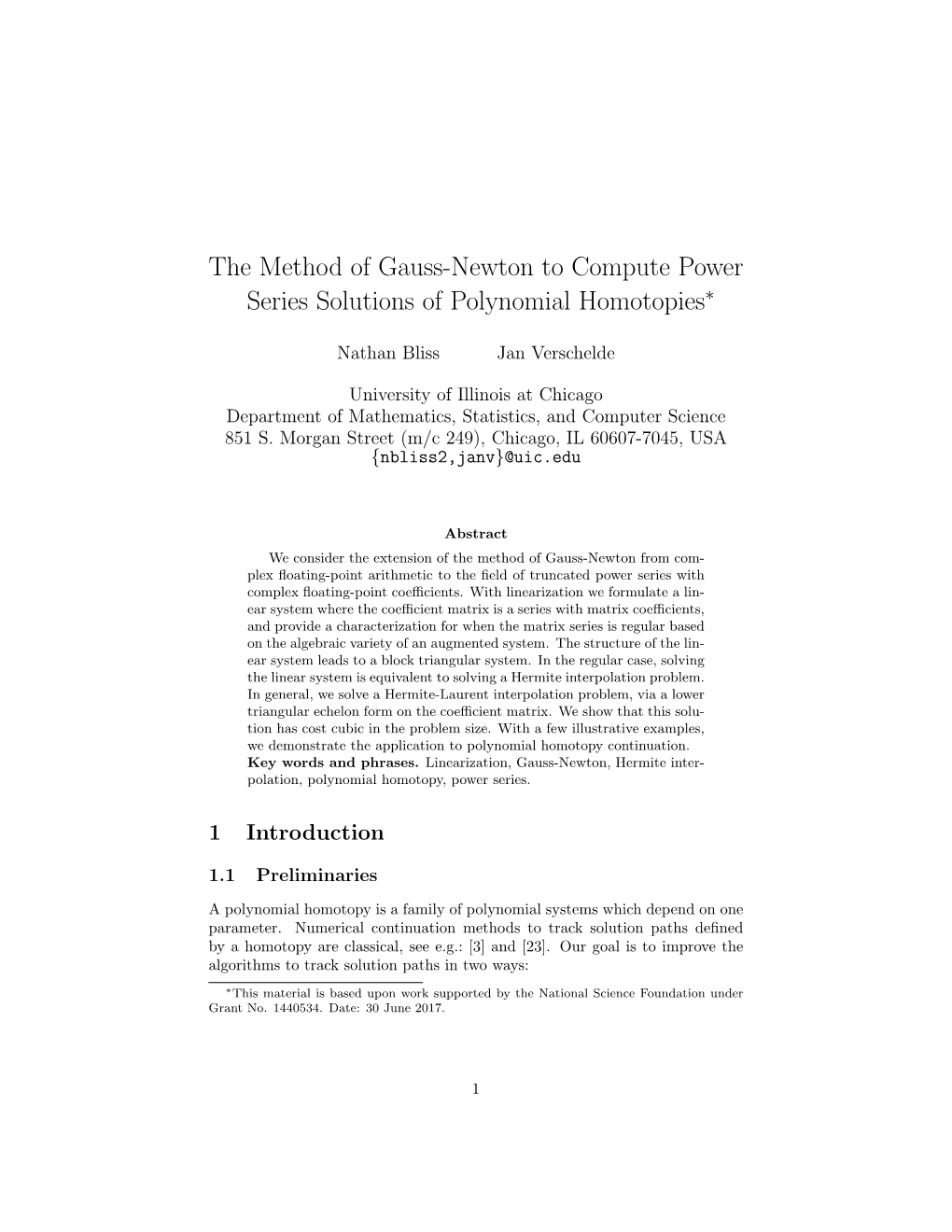The Method of Gauss-Newton to Compute Power Series Solutions of Polynomial Homotopies∗