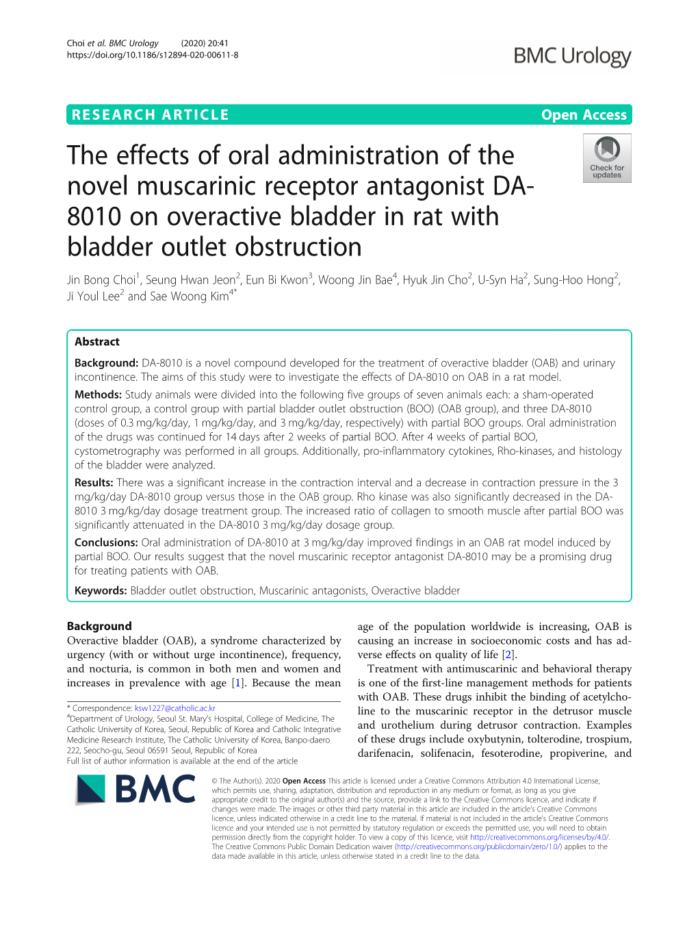 The Effects of Oral Administration of the Novel Muscarinic Receptor