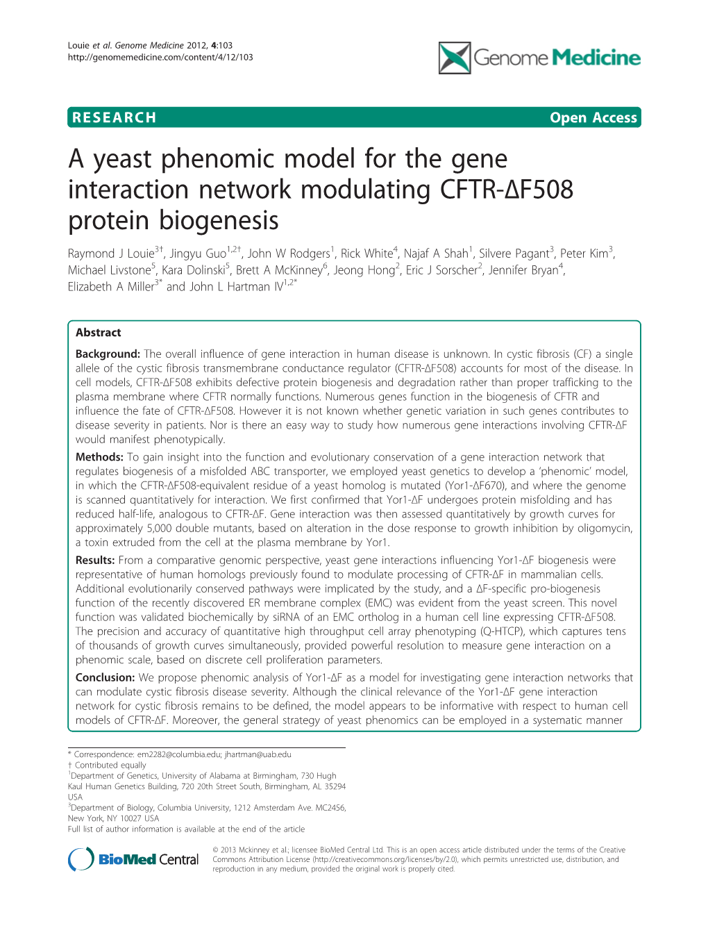 A Yeast Phenomic Model for the Gene Interaction Network Modulating