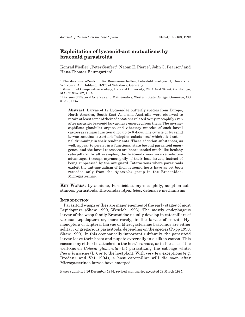 Exploitation of Lycaenid-Ant Mutualisms by Braconid Parasitoids