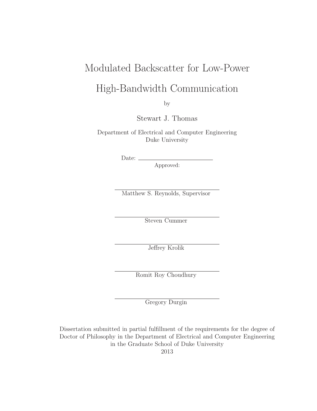 Modulated Backscatter for Low-Power High-Bandwidth Communication