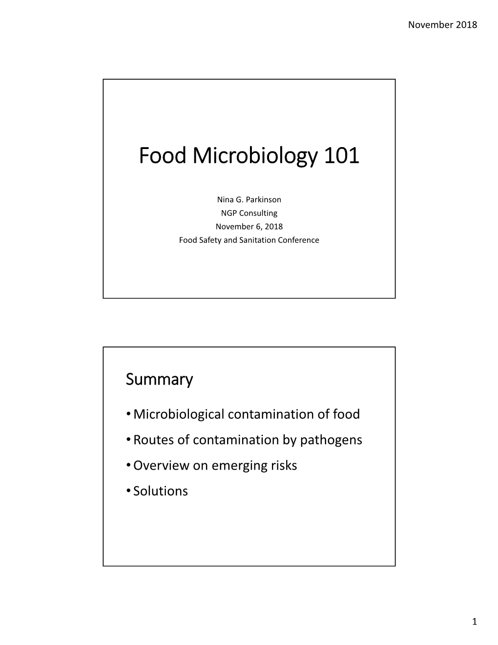 Food Microbiology 101