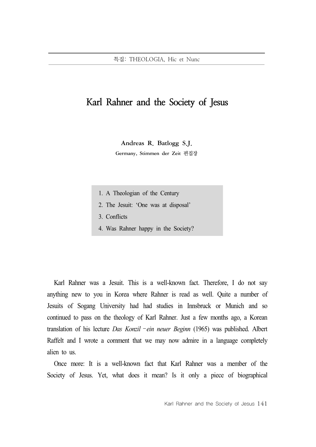 Karl Rahner and the Society of Jesus