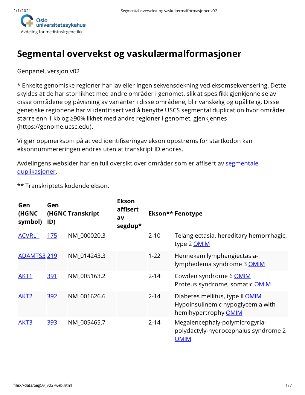 Segmental Overvekst Og Vaskulærmalformasjoner V02