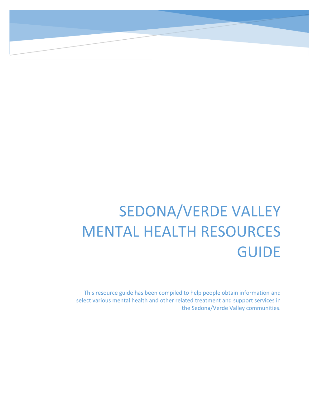 Sedona/Verde Valley Mental Health Resources Guide