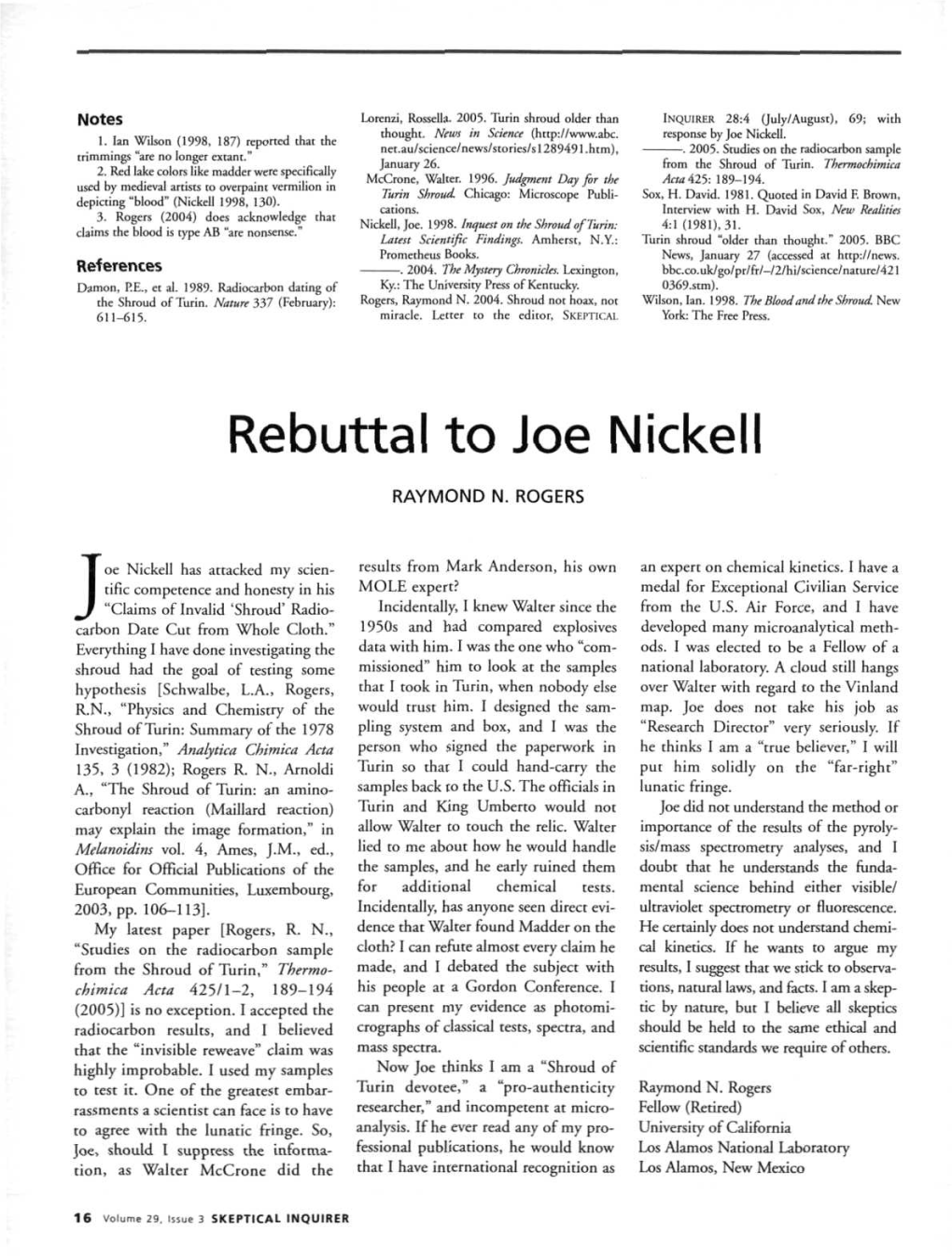 Rebuttal to Joe Nickell