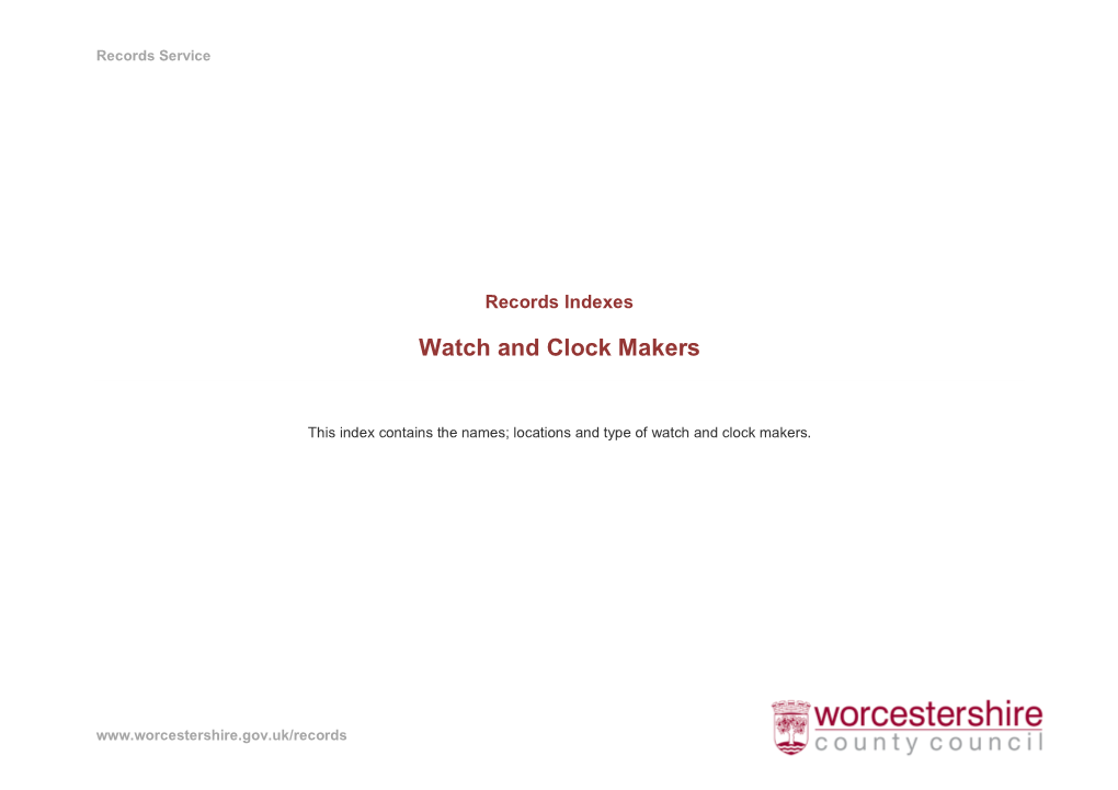 Watch and Clock Makers