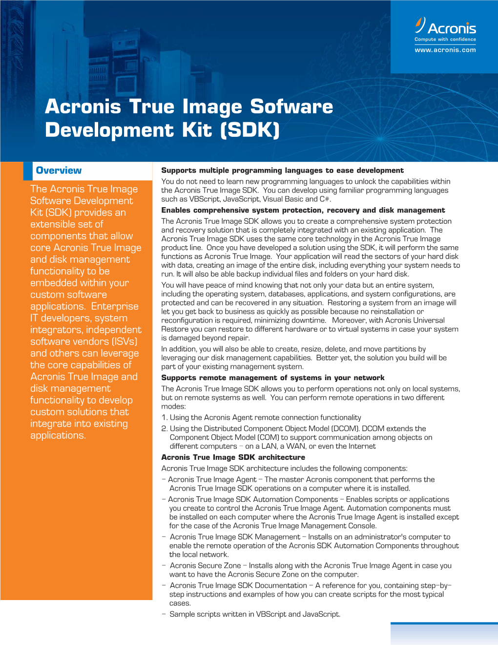 Acronis True Image Sofware Development Kit (SDK)