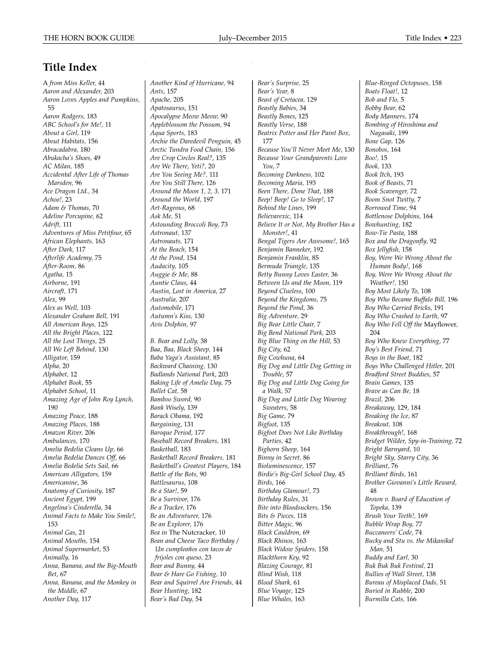 Title Index • 223