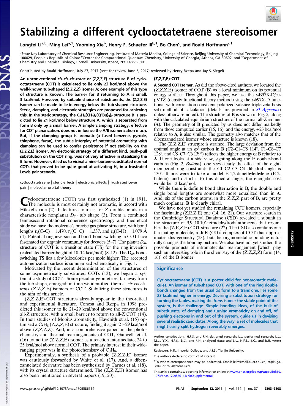 Stabilizing a Different Cyclooctatetraene Stereoisomer