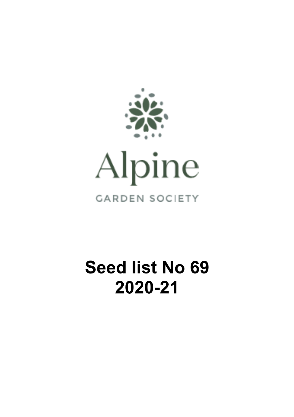 AGS Seed List No 69 2020