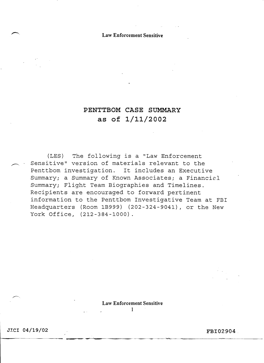 PENTTBOM CASE SUMMARY As of 1/11/2002