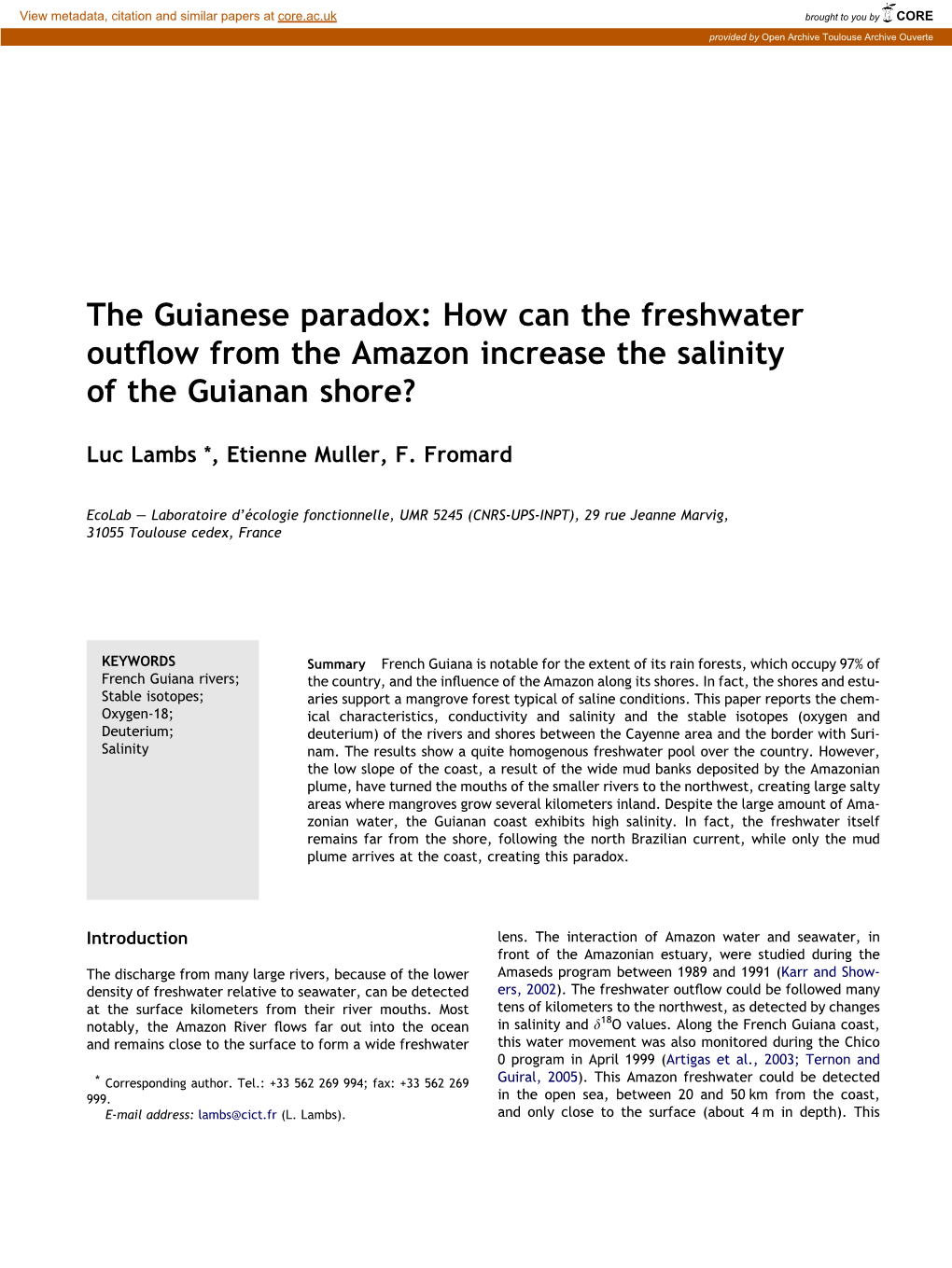 How Can the Freshwater Outflow from the Amazon Increase the Salinity of the Guianan Shore?