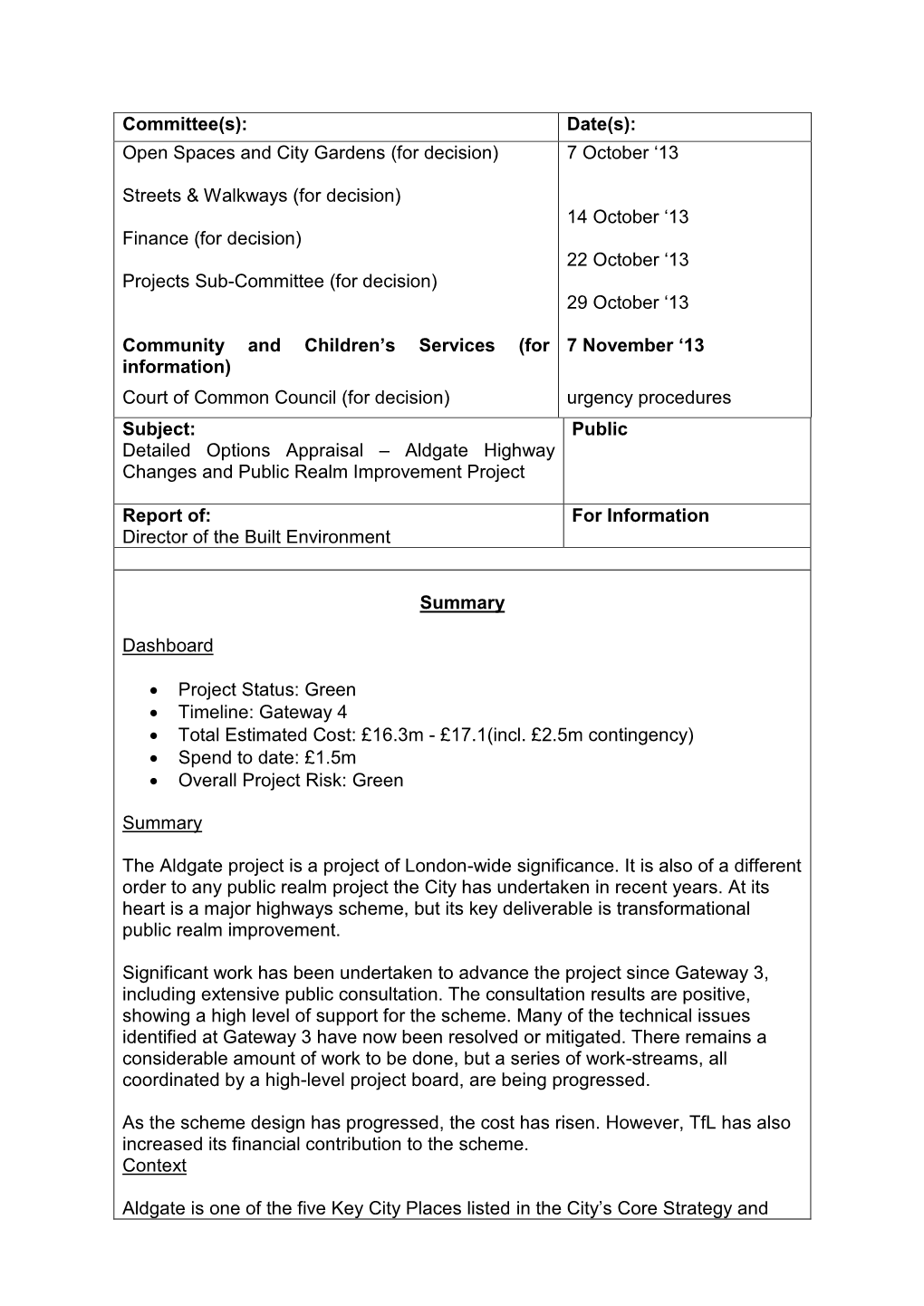 Aldgate Highway Changes and Public Realm Improvement Project