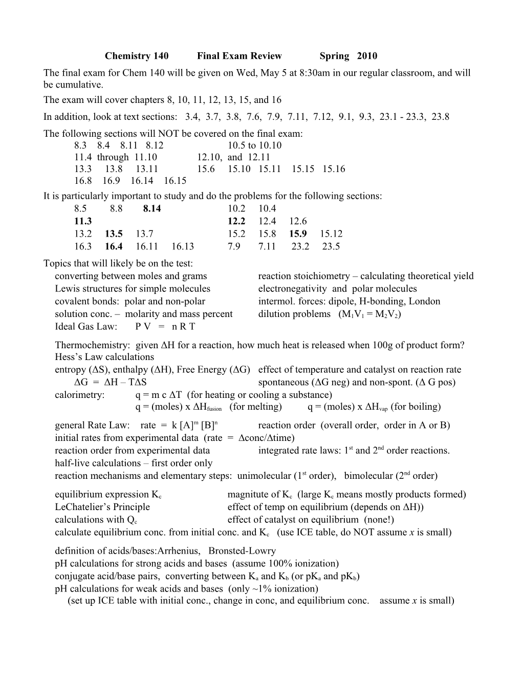 Final Exam Review s5