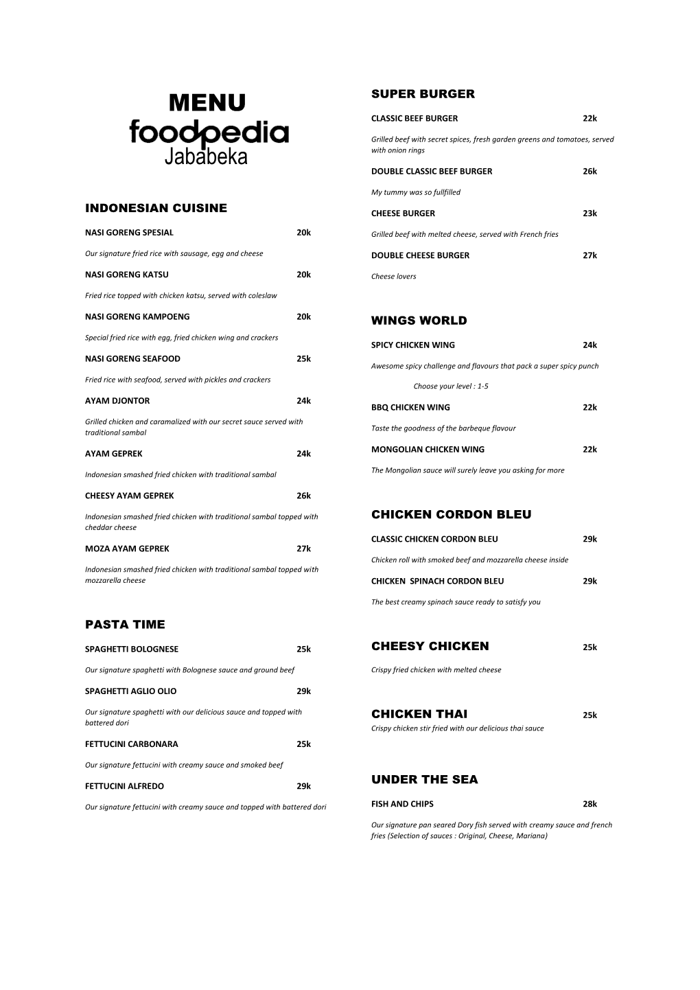 Jababeka MENU