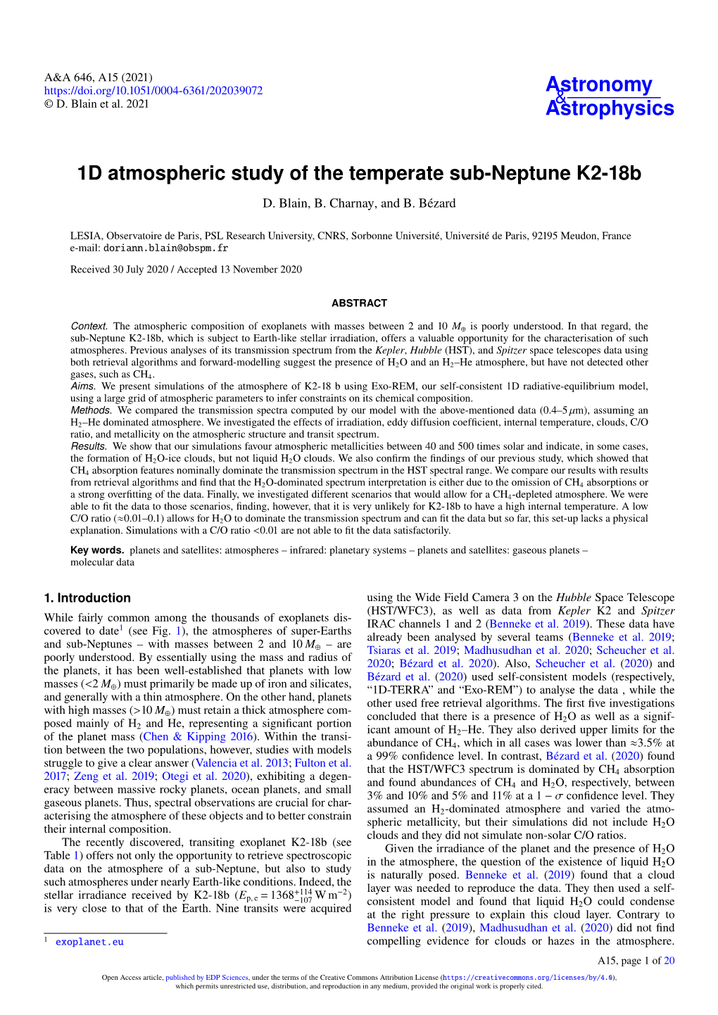 1D Atmospheric Study of the Temperate Sub-Neptune K2-18B D