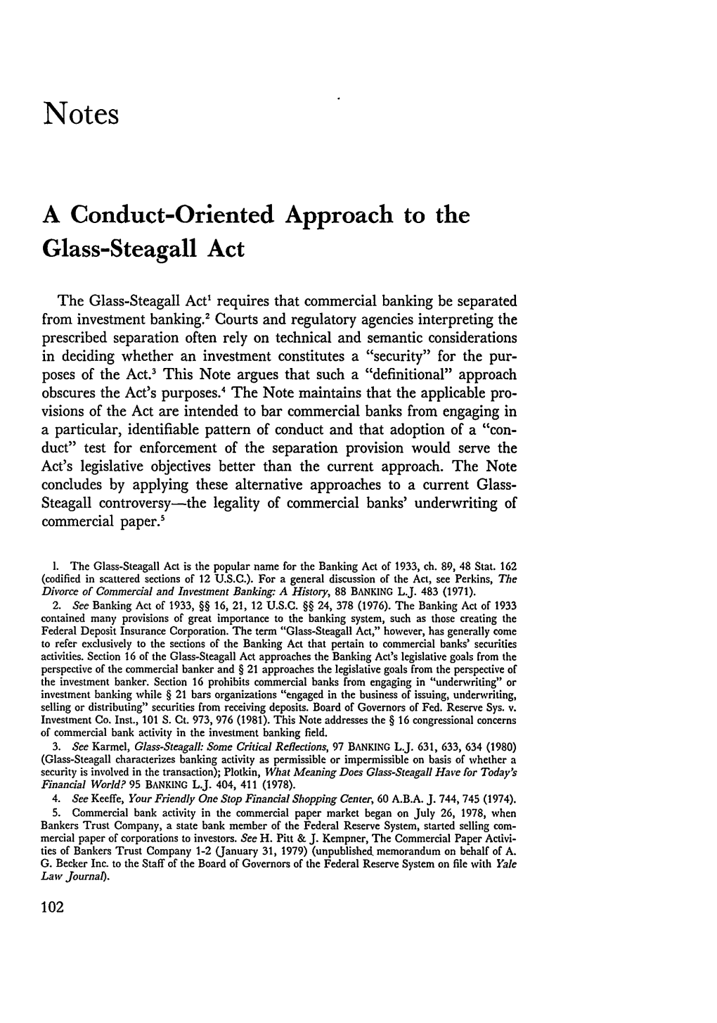 A Conduct-Oriented Approach to the Glass-Steagall Act