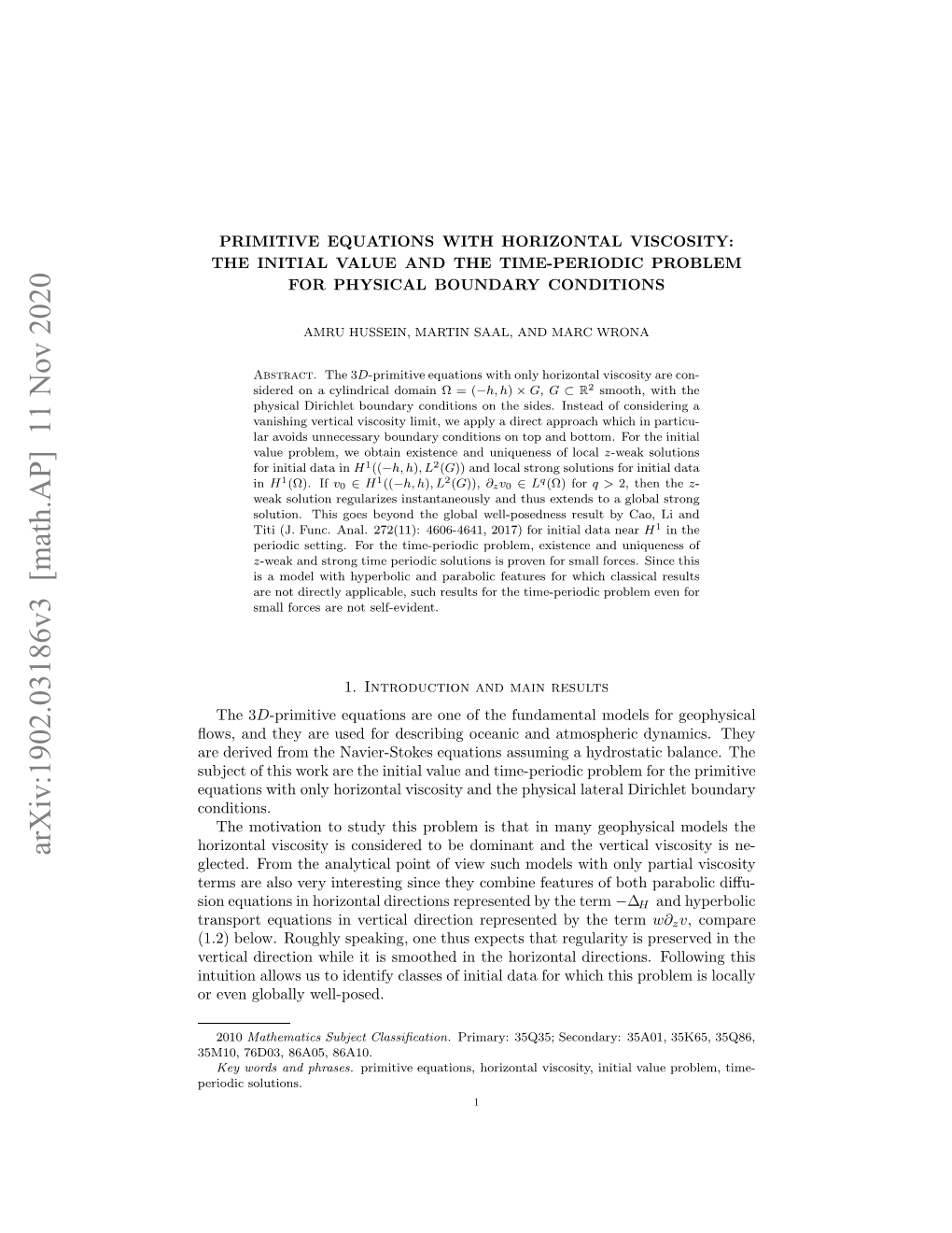 Arxiv:1902.03186V3 [Math.AP]