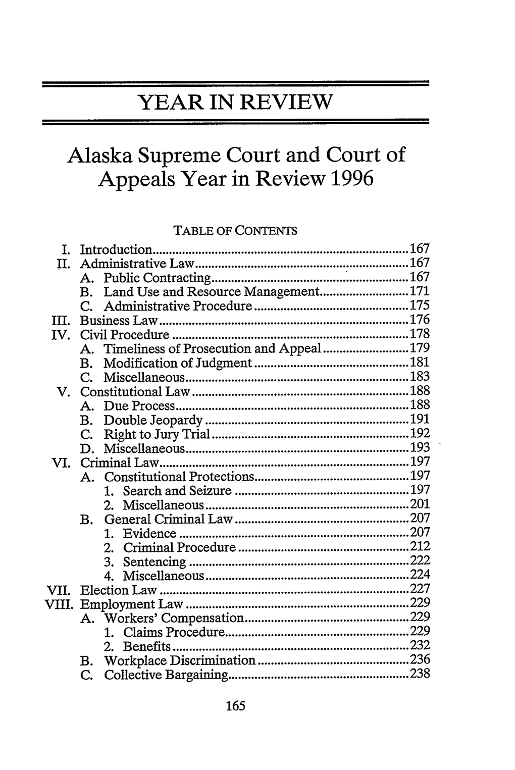 Alaska Supreme Court and Court of Appeals Year in Review 1996