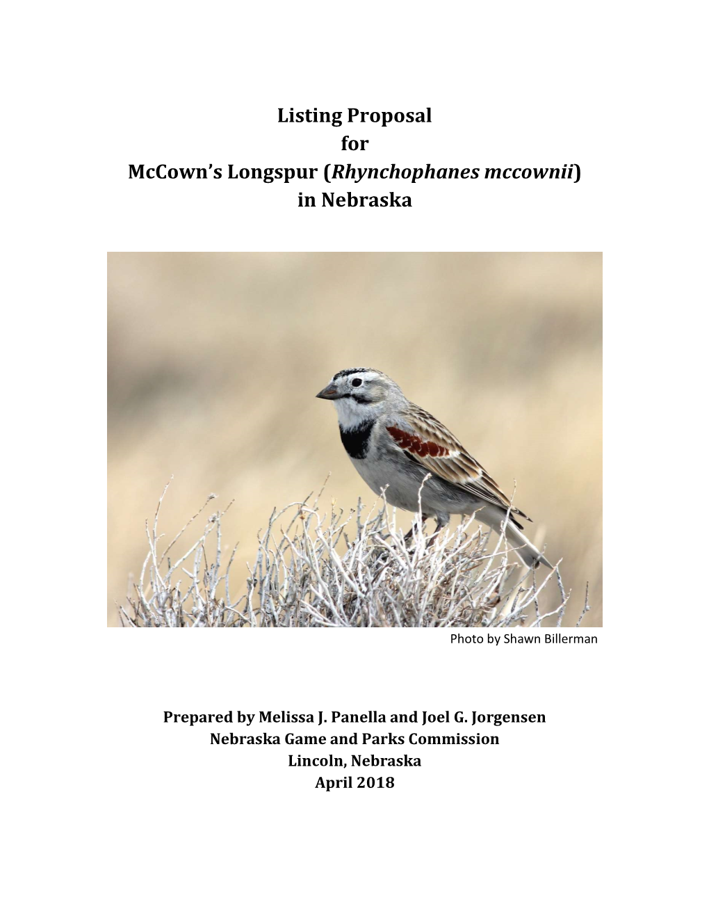Listing Proposal for Mccown's Longspur