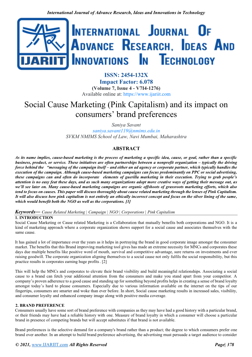 (Pink Capitalism) and Its Impact on Consumers' Brand Preferences