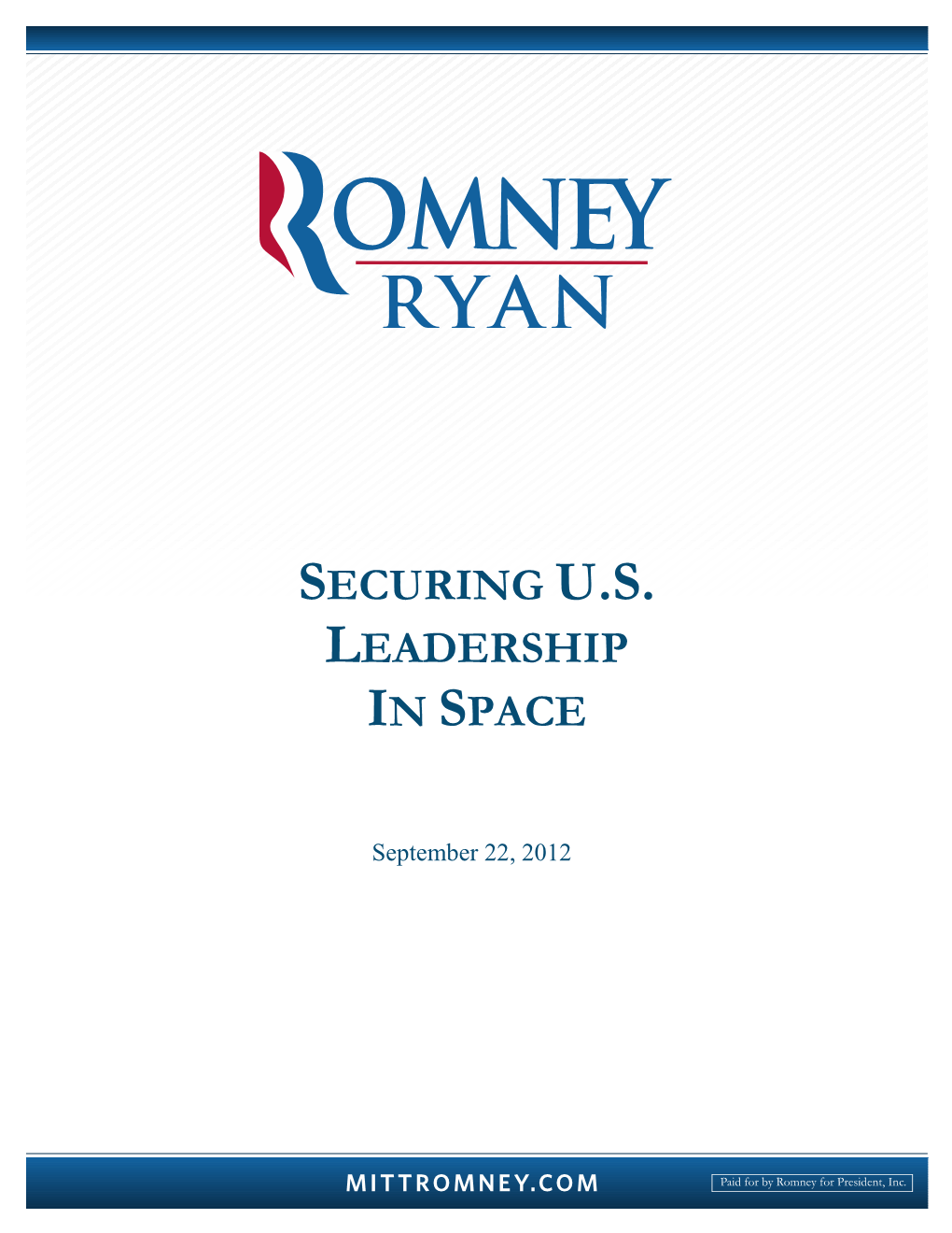 Securing U.S. Leadership in Space