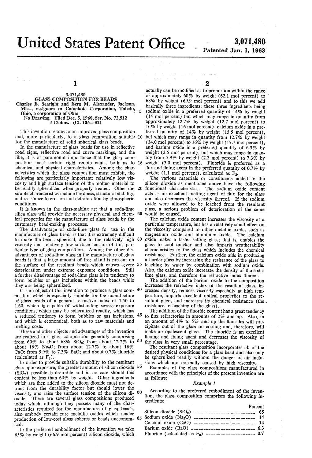 United States Patent Office Patented Jan