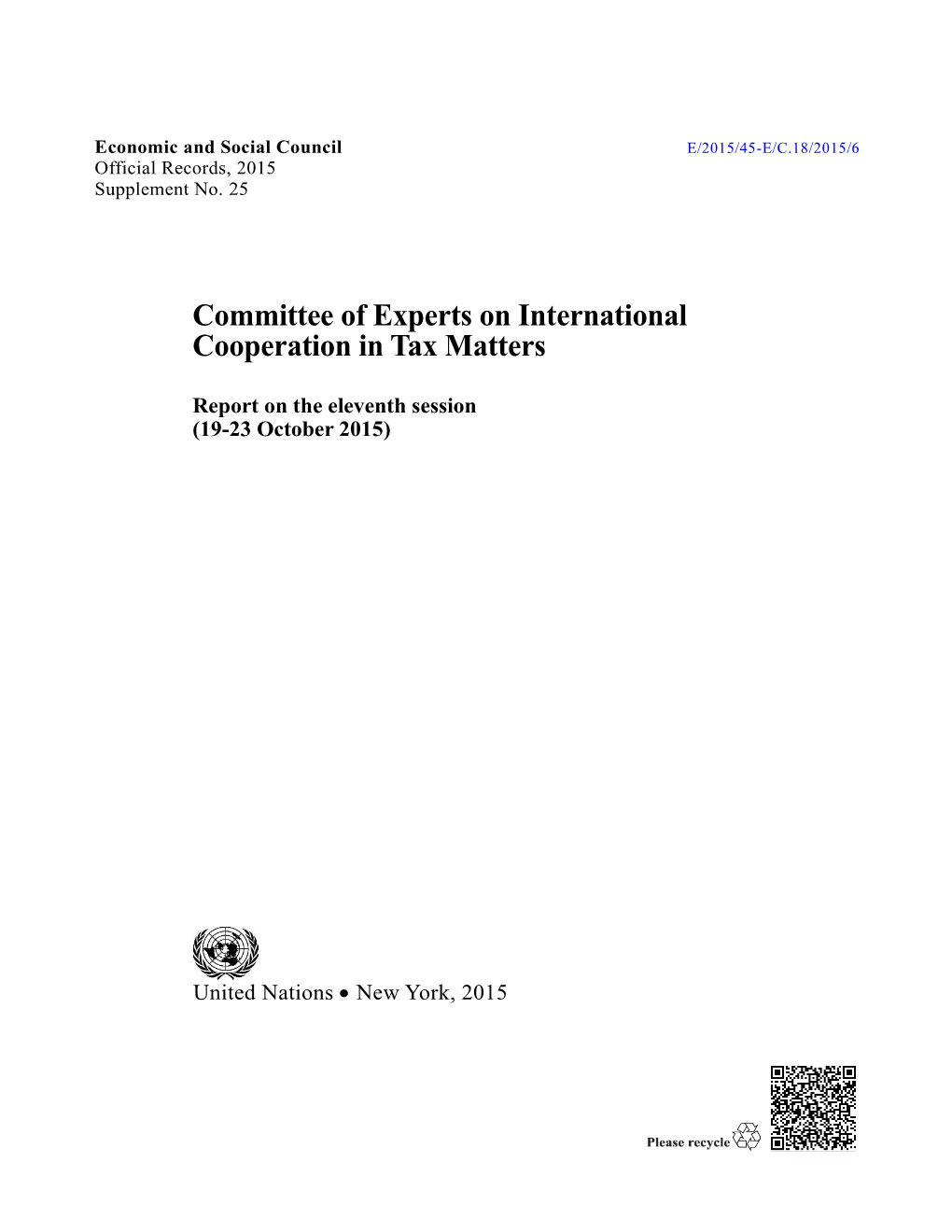 Committee of Experts on International Cooperation in Tax Matters