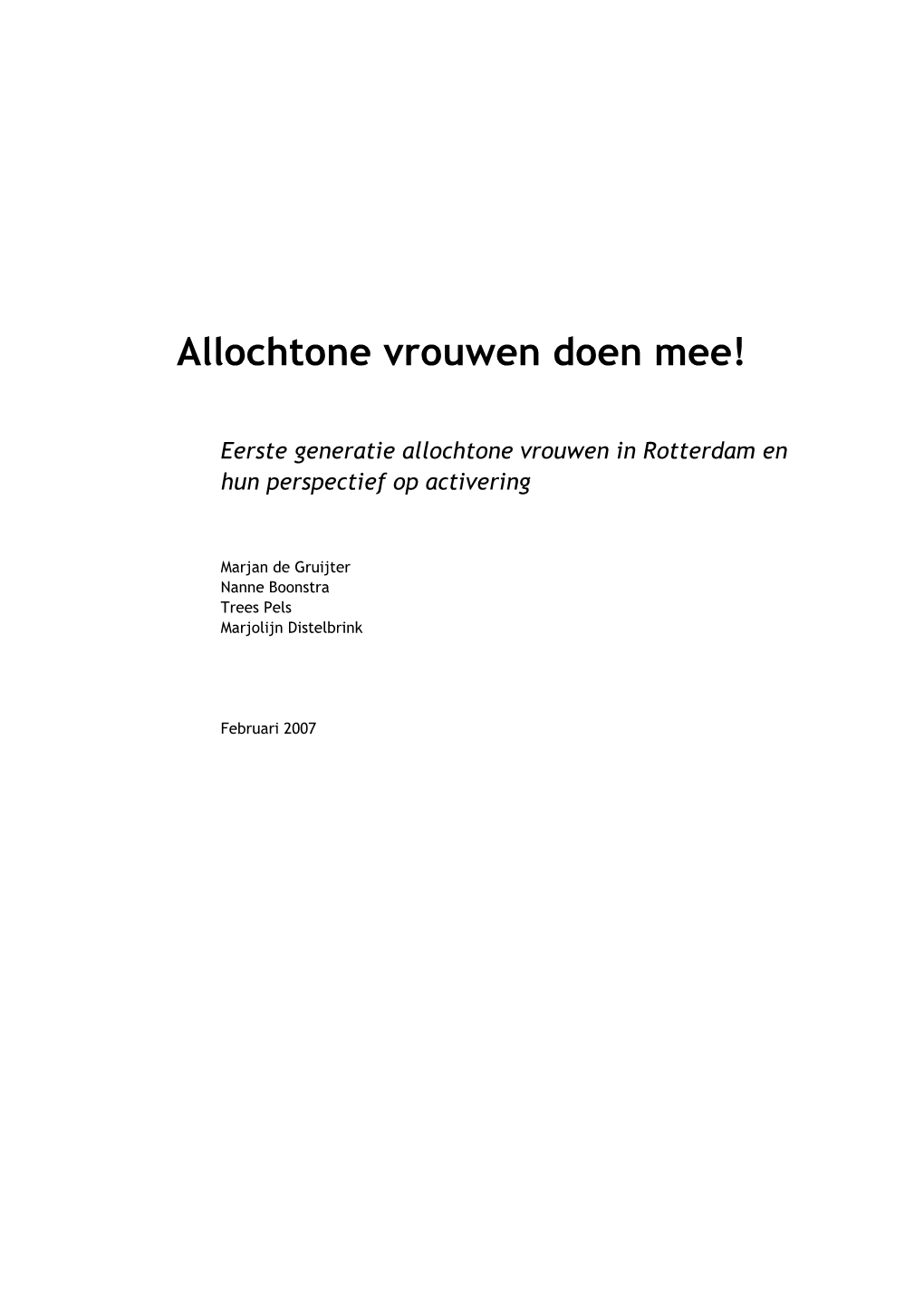 Allochtone Vrouwen Doen Mee!