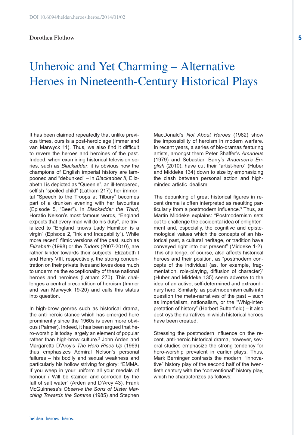 Alternative Heroes in Nineteenth-Century Historical Plays