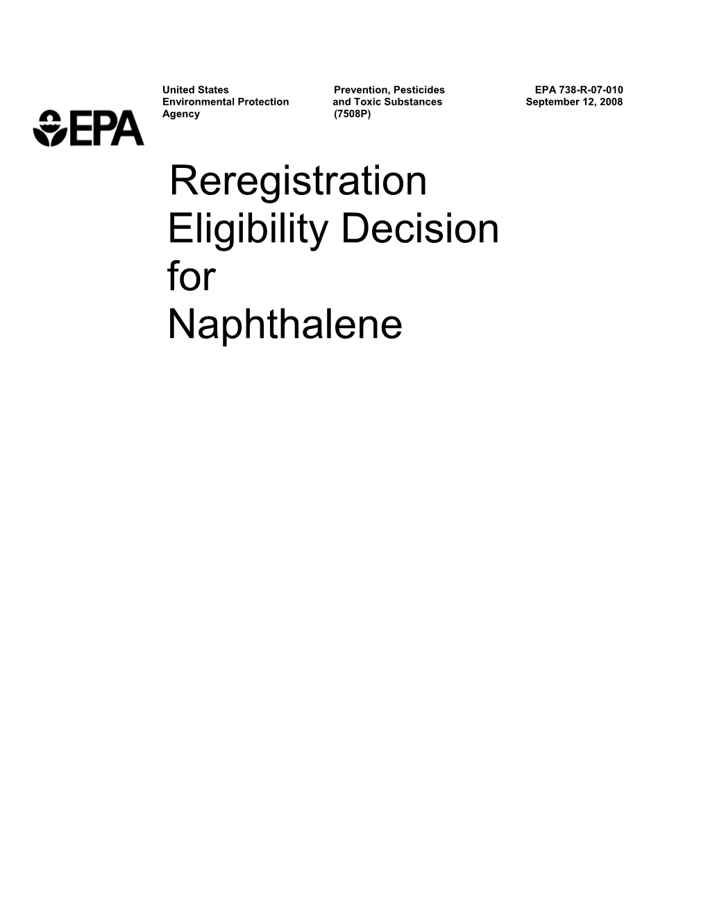 Pesticides EPA 738-R-07-010 Environmental Protection and Toxic Substances September 12, 2008 Agency (7508P)