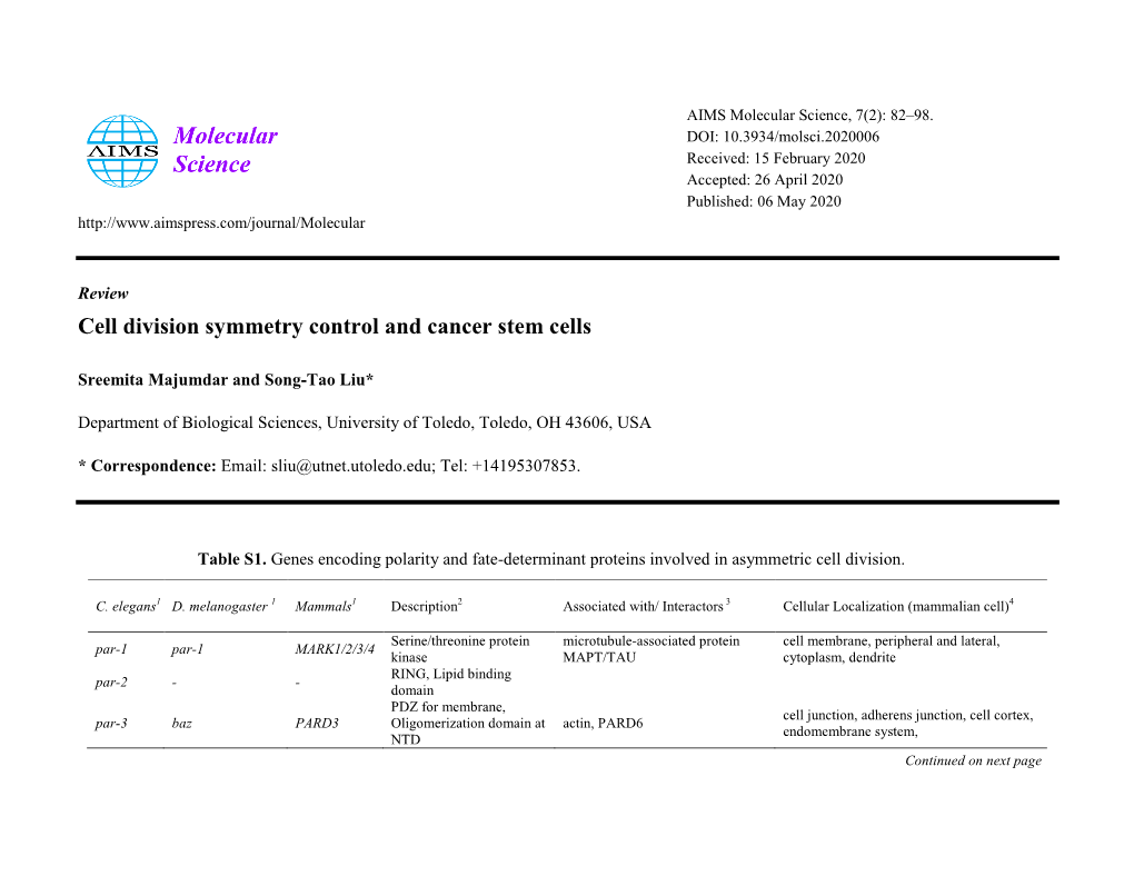 Cell Division Symmetry Control and Cancer Stem Cells