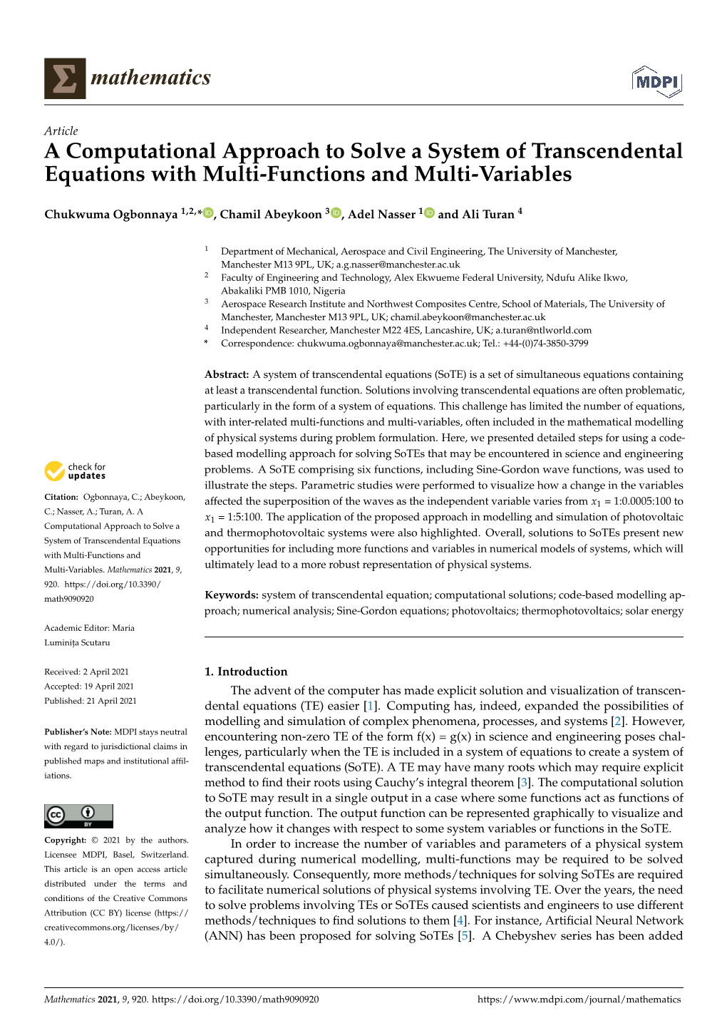 A Computational Approach to Solve a System of Transcendental Equations with Multi-Functions and Multi-Variables